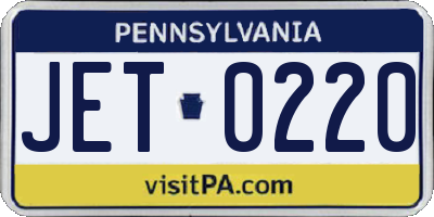 PA license plate JET0220
