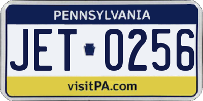 PA license plate JET0256
