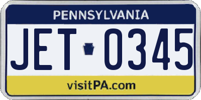 PA license plate JET0345
