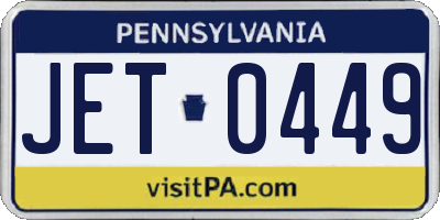 PA license plate JET0449