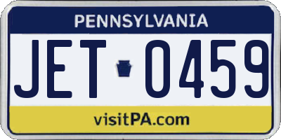 PA license plate JET0459