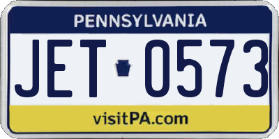PA license plate JET0573
