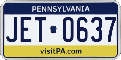 PA license plate JET0637
