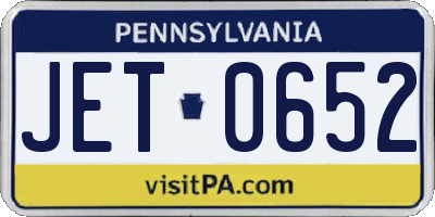 PA license plate JET0652