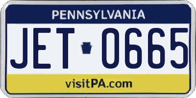 PA license plate JET0665