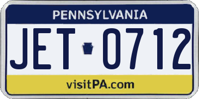PA license plate JET0712