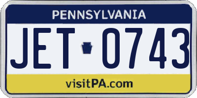 PA license plate JET0743