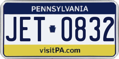 PA license plate JET0832