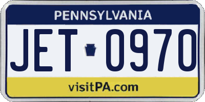 PA license plate JET0970