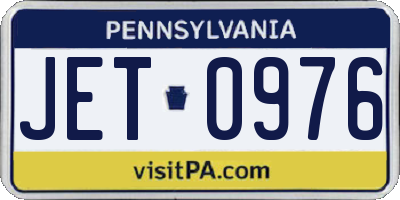 PA license plate JET0976