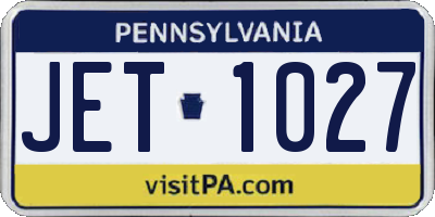 PA license plate JET1027