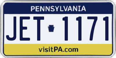 PA license plate JET1171