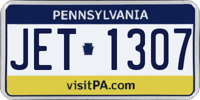 PA license plate JET1307