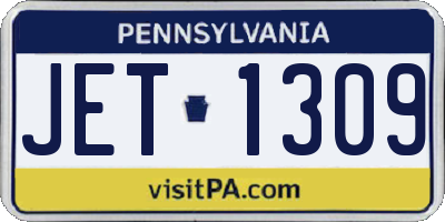 PA license plate JET1309