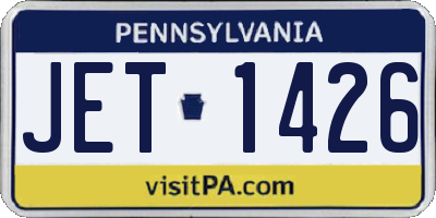 PA license plate JET1426