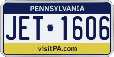 PA license plate JET1606
