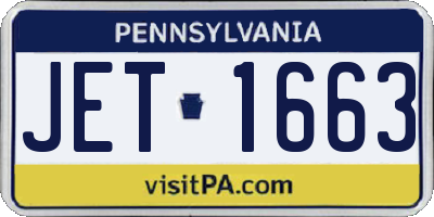 PA license plate JET1663