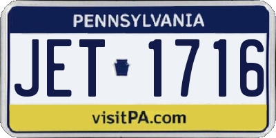 PA license plate JET1716