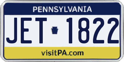 PA license plate JET1822