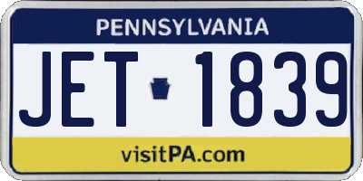 PA license plate JET1839