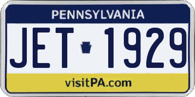 PA license plate JET1929