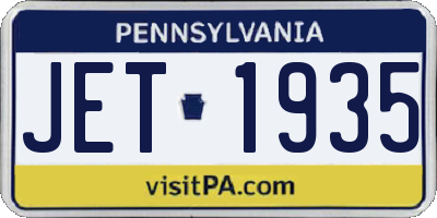PA license plate JET1935