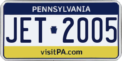 PA license plate JET2005