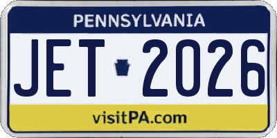 PA license plate JET2026