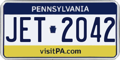 PA license plate JET2042