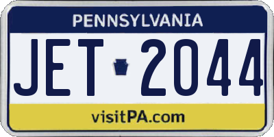 PA license plate JET2044