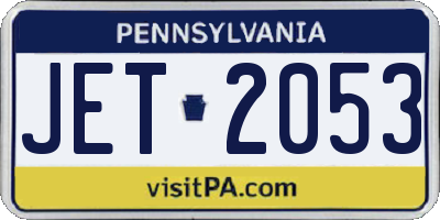 PA license plate JET2053