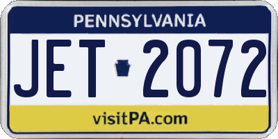 PA license plate JET2072