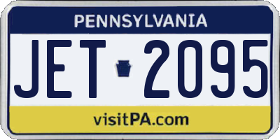 PA license plate JET2095
