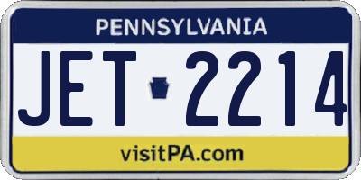PA license plate JET2214