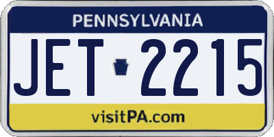 PA license plate JET2215
