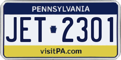 PA license plate JET2301