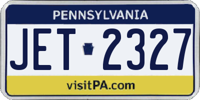 PA license plate JET2327