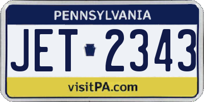 PA license plate JET2343