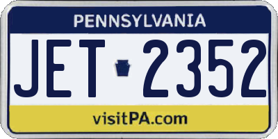 PA license plate JET2352