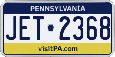 PA license plate JET2368
