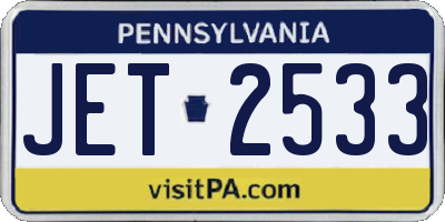 PA license plate JET2533