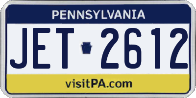 PA license plate JET2612