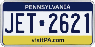 PA license plate JET2621