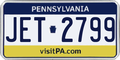 PA license plate JET2799