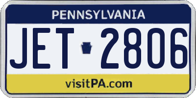 PA license plate JET2806