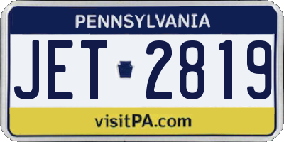 PA license plate JET2819