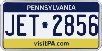 PA license plate JET2856