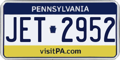 PA license plate JET2952