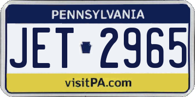 PA license plate JET2965