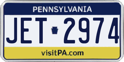 PA license plate JET2974